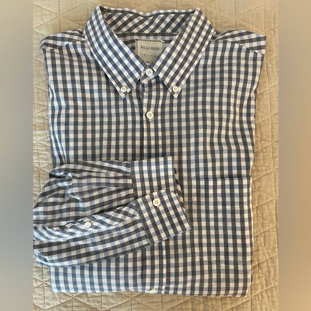 BILLY REID Made in Italy Slim Cut Check Print Sport Shirt in Gray Size XXL $198